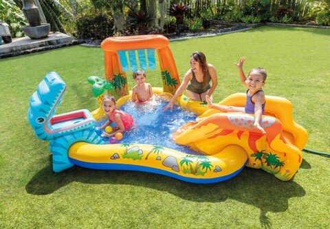 Piscina gonflabila pentru copii Intex Dinosaur Play Center 249x191x109 cm, neopren, multicolor 249x191x109
