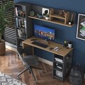 Set birou si biblioteca, Rani, HA125, 120x73 cm, PAL, Nuc / Antracit