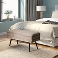 Bancheta cu spatiu de depozitare Madison, Versa, 79.5 x 42 x 37.5 cm, catifea/lemn de pin, bej