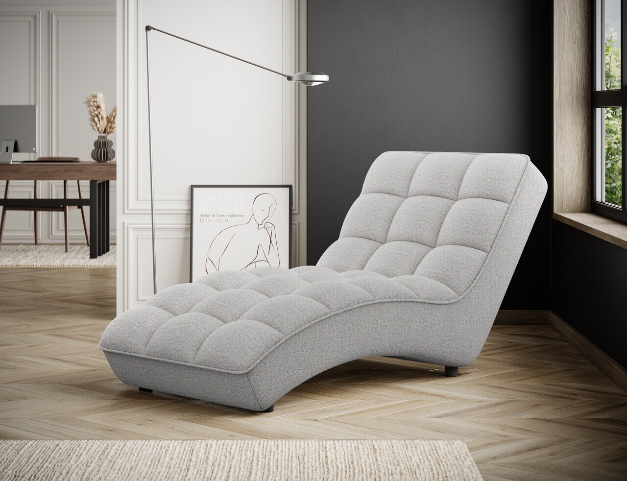 Sezlong living ELTAP, LOR-01ROY, Loren, 170x85x85 cm, poliester, alb - view 2