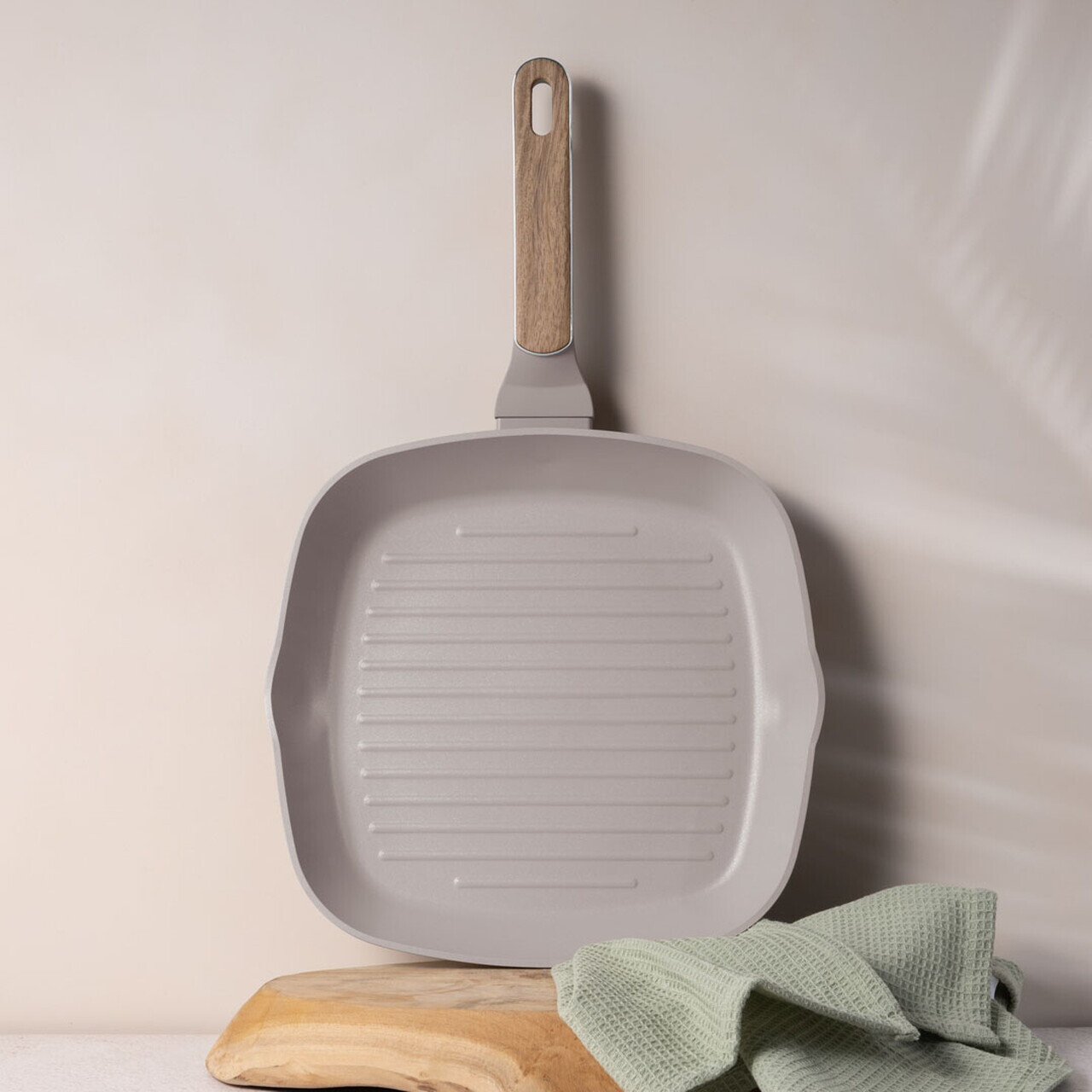 Tigaie grill Berlinger Haus, Taupe Nordic, 28 cm, 2.1 L, aluminiu forjat, taupe mat/natur - imagine 7
