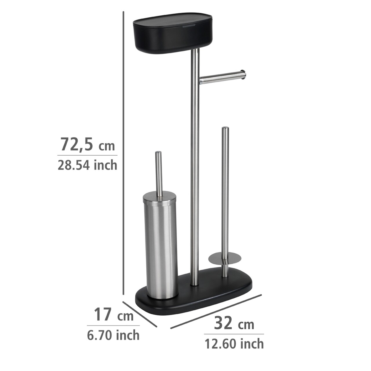 Suport pentru hartie igienica si perie toaleta, Wenko, Rivazza, 32 x 72.5 x 17 cm, inox - 1 | YEO