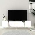 Comoda TV, Olivia, Dekop2, Alb / Argintiu