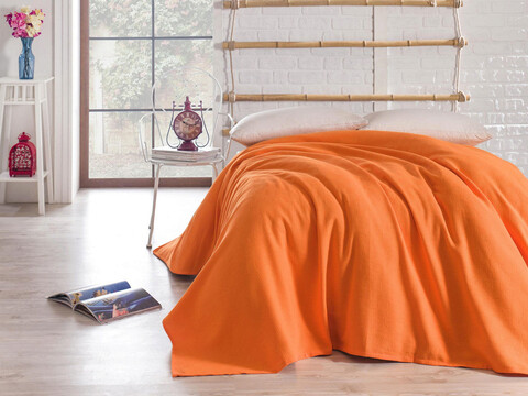 Cuvertura pique dubla Super King (EU) (IT), Orange, Bella Carine by Esil Home, Bumbac