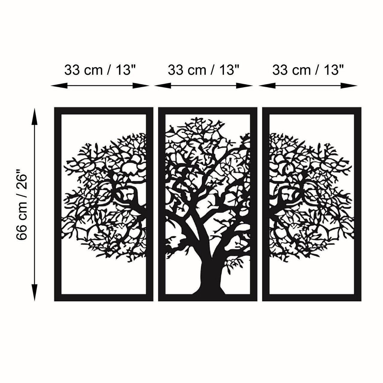 Decoratiune de perete, Ağaç 5, Dimensiuni: 66 x 105 cm, Negru - imagine 5