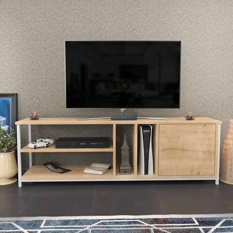 Comoda tv, retricy, oneida, 140x35.3x50.8 cm, pal, stejar alb