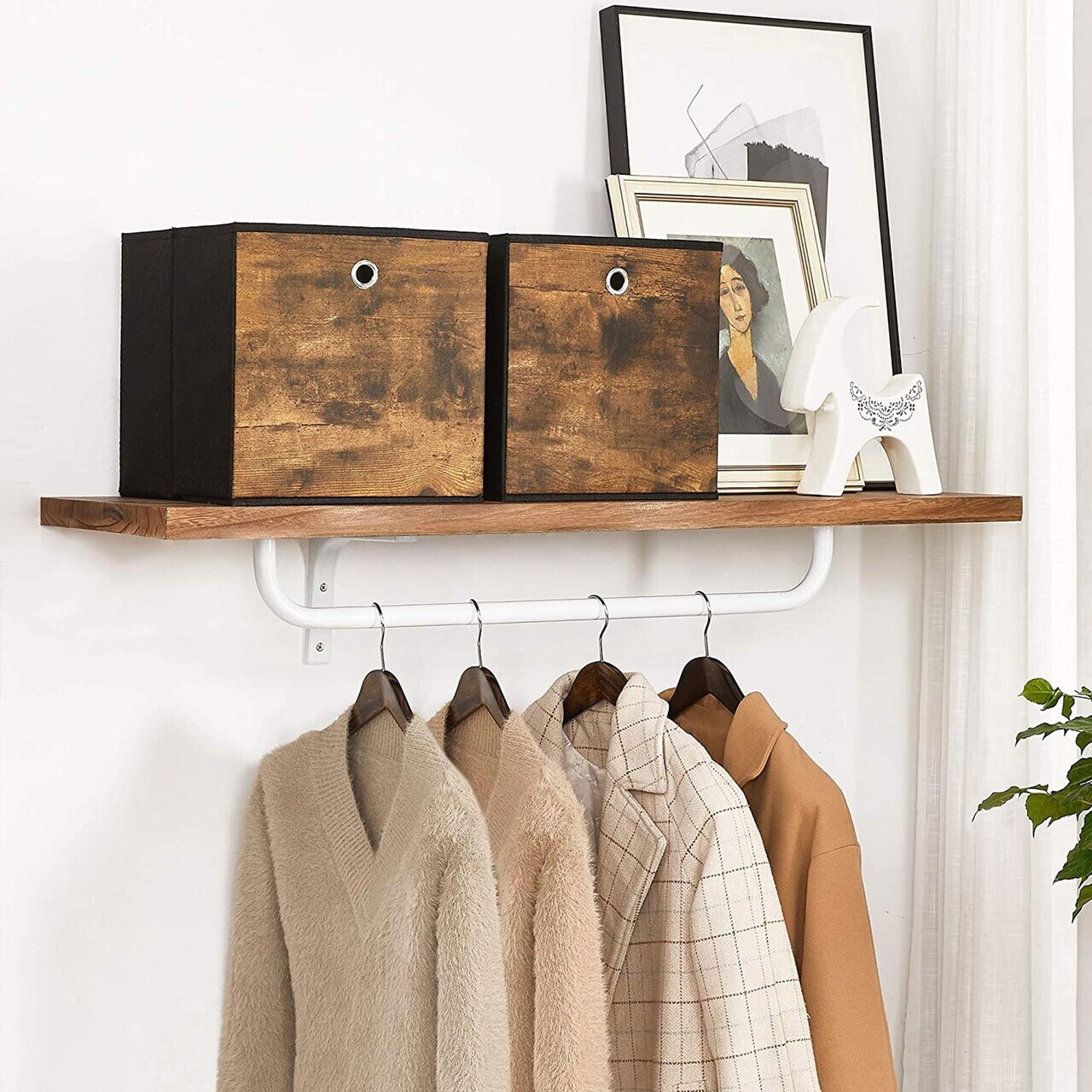 Set 6 cutii de depozitare pliabile, Songmics, 30x30x30 cm, material Oxford/carton, maro rustic - view 3