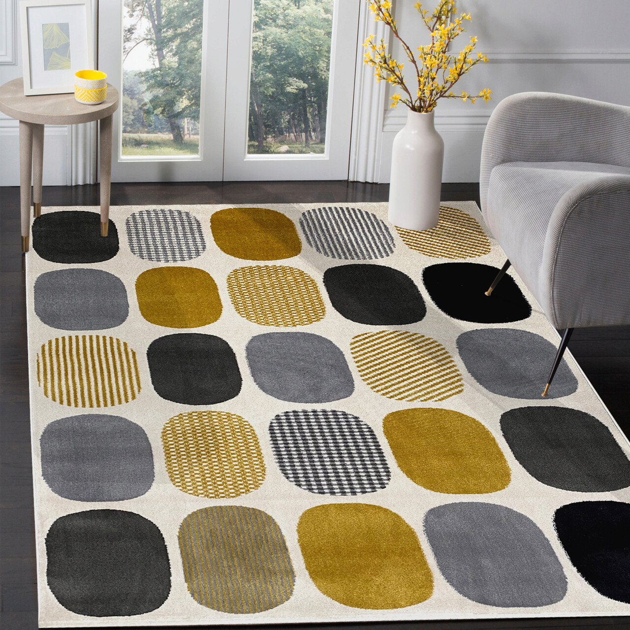 Covor, HE679 , 150x230 cm, Polipropilena, Crem / Galben