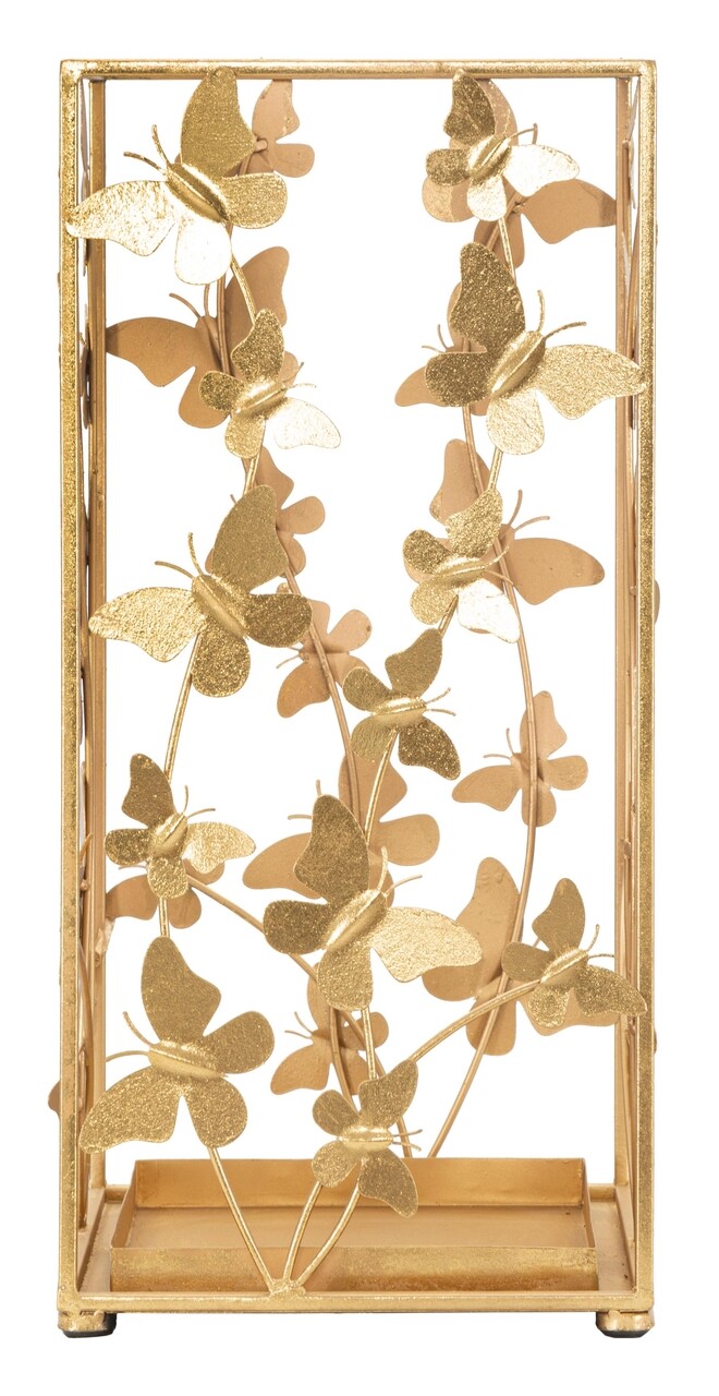 Suport pentru umbrele Butterfly, Mauro Ferretti, 22.5x22.5x48.5 cm, fier, auriu - 1 | YEO