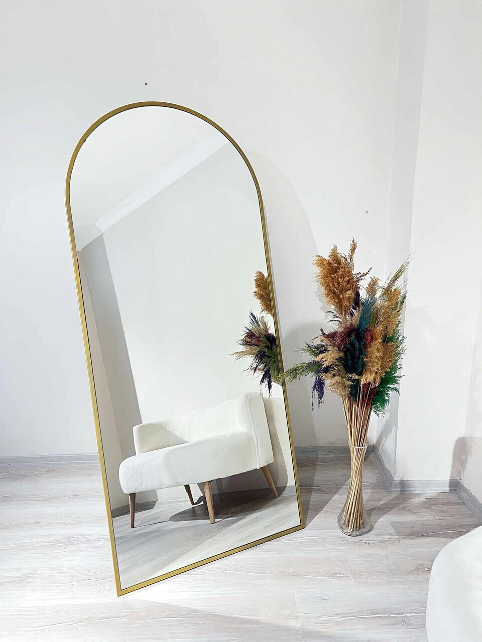 Oglinda Cheval, Hanah Home, Oval 80x180, 80x180x1.5 cm, Auriu