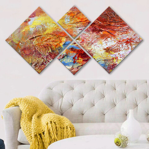 Set 4 tablouri decorative, 4MDF92391574, MDF, Imprimat UV, Multicolor Evans