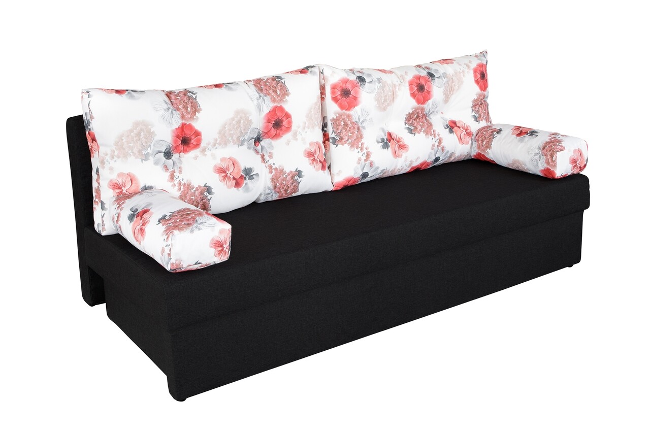 Canapea Extensibila Alfi Anthracite 192x80x77 Cm Cu Lada De Depozitare, Roses Flower