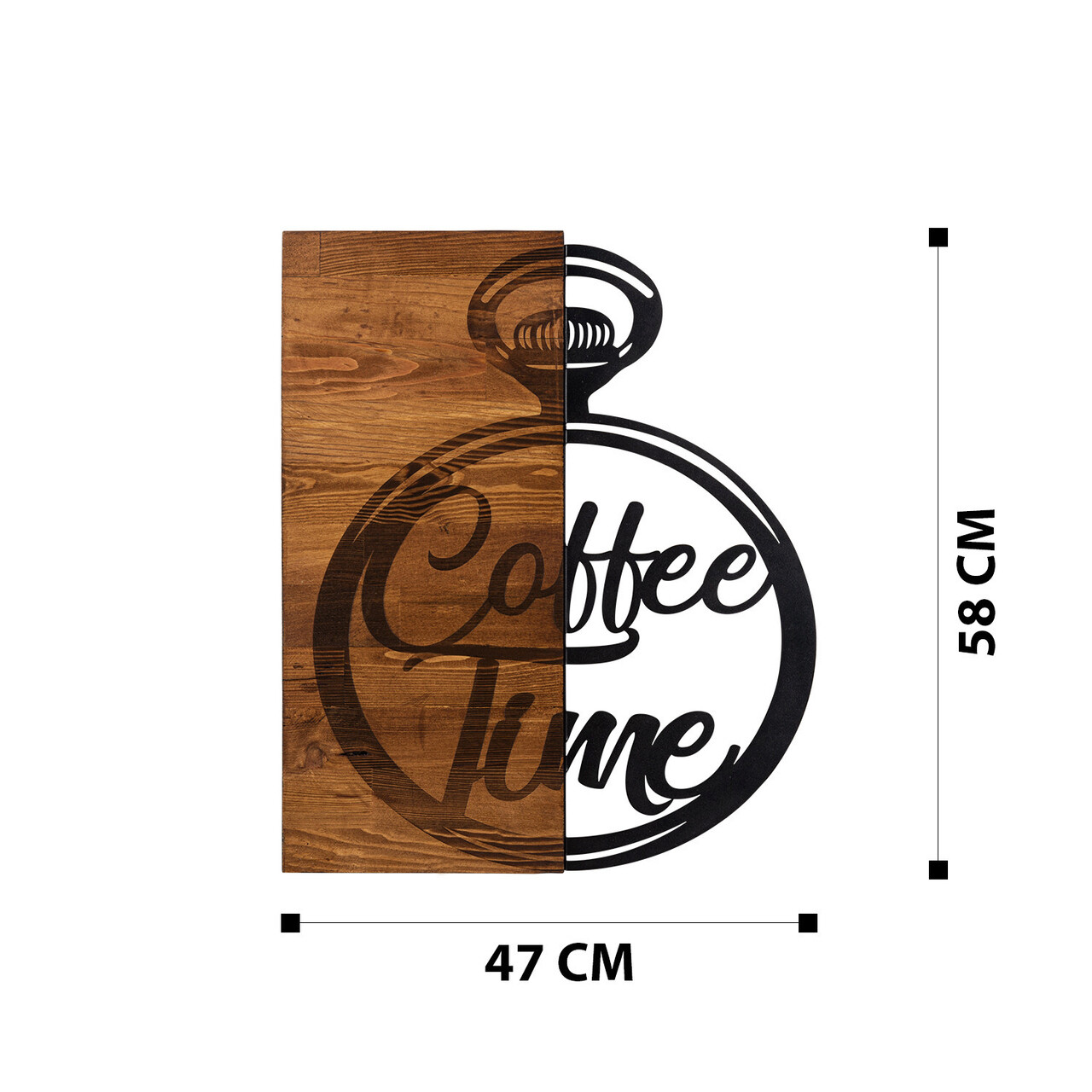 Decoratiune de perete, Canteen  Metal Decor, lemn/metal, 47 x 58 cm, negru/maro