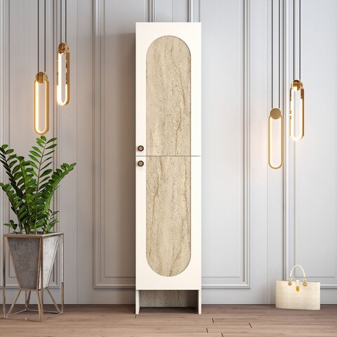 Cuier de perete, Hanah Home, Palermo L, 45x200.6x37 cm, PAL, Cream / Travertine