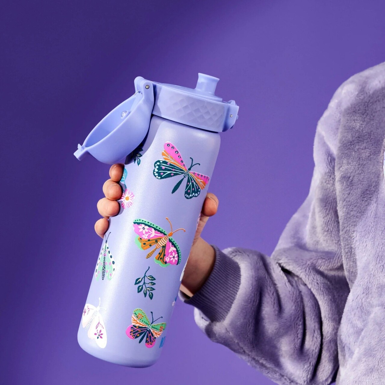 Sticla apa Slim, inox, 500ml, Butterflies - Ion8 - imagine 5