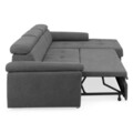 Coltar extensibil dreapta cu 3 tetiere si lada, Emily, L.272 l.175, stofa, PRM96 gri inchis