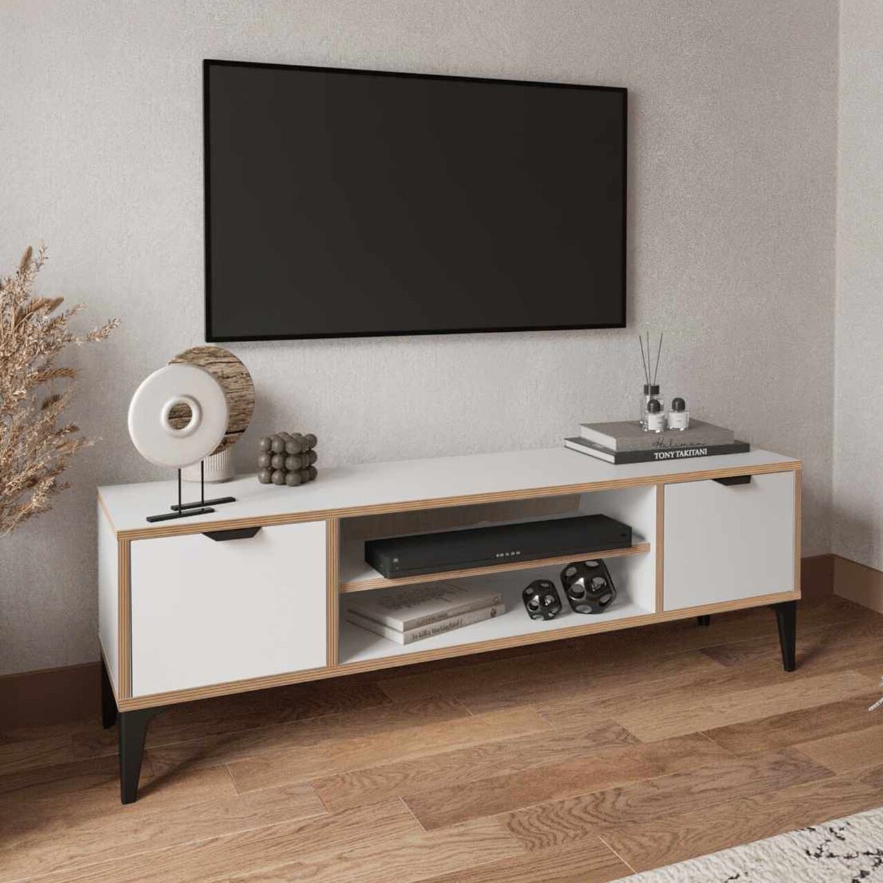Comoda TV, Hanah Home, Arden, 140x46x35 cm, Alb - imagine 3