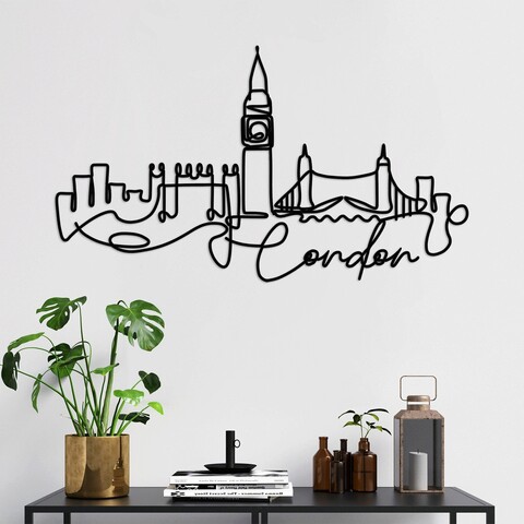 Decoratiune de perete, london, metal, grosime: 2 mm, negru