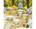 Platou etajat pentru prajituri, Limoni, Brandani, D27, portelan New Bone China