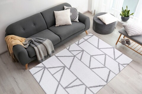 Covor de hol, puffy 7750, 80x150 cm, poliester, alb / gri