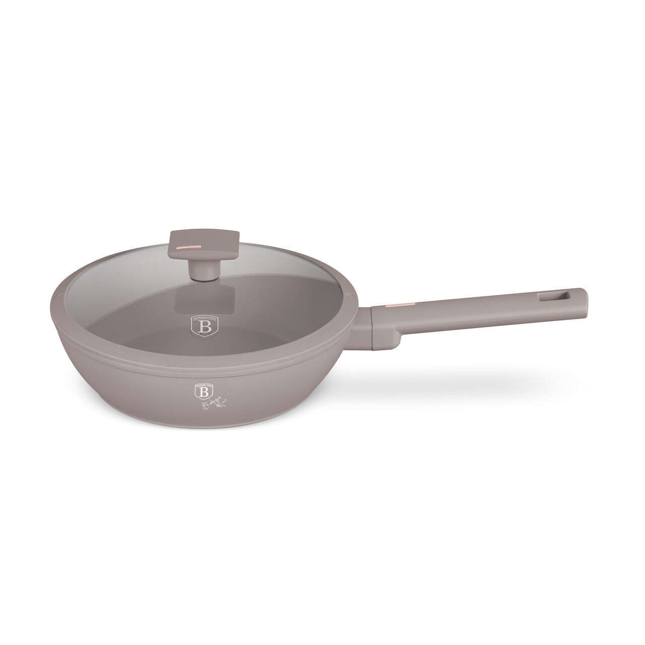 Tigaie adanca cu capac Berlinger Haus, Taupe, 24 cm, 2.3 L, aluminiu forjat, taupe mat - imagine 4