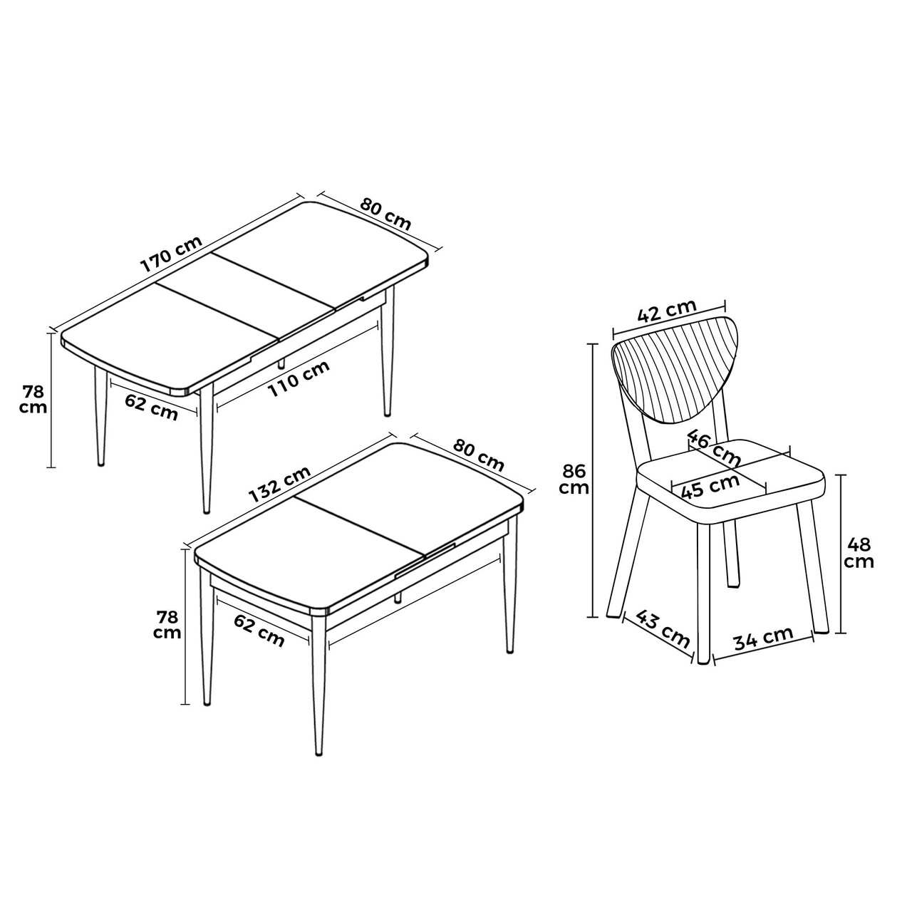 Set masa extensibila si scaune, Hanah Home, Exve, Baroc / Cappuccino - view 3