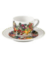 Set 4 cesti cu farfurie pentru cafea, Le Primizie v1, Brandani, D12.5x6.5 cm, 90 ml, portelan