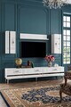 Comoda TV, Hanah Home, Ilay, 180x41x30 cm, Alb / Argintiu