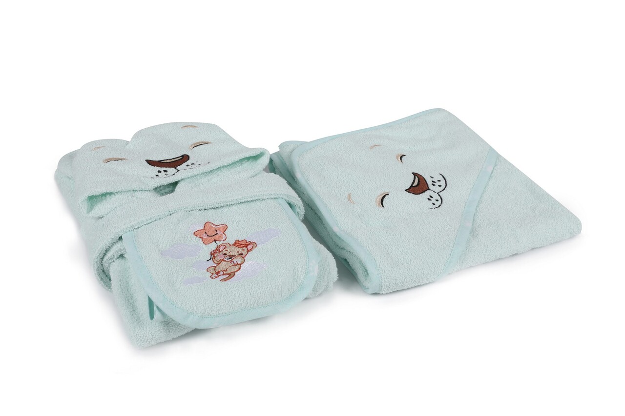 Set de baie pentru bebeluși, Cotton Box, Aslan, Bumbac, Verde menta - 1 | YEO