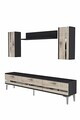 Comoda TV, Hanah Home, Ilay, 180x41x30 cm, Antracit / Travertin / Argint