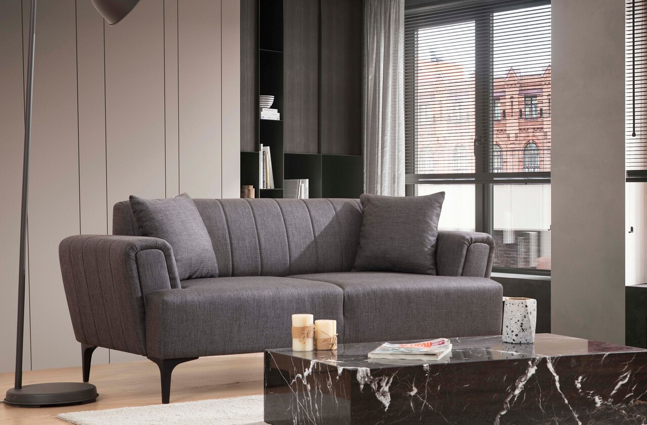 Canapea 2 locuri, Atelier del Sofa, 560ARE2238, Gri inchis
