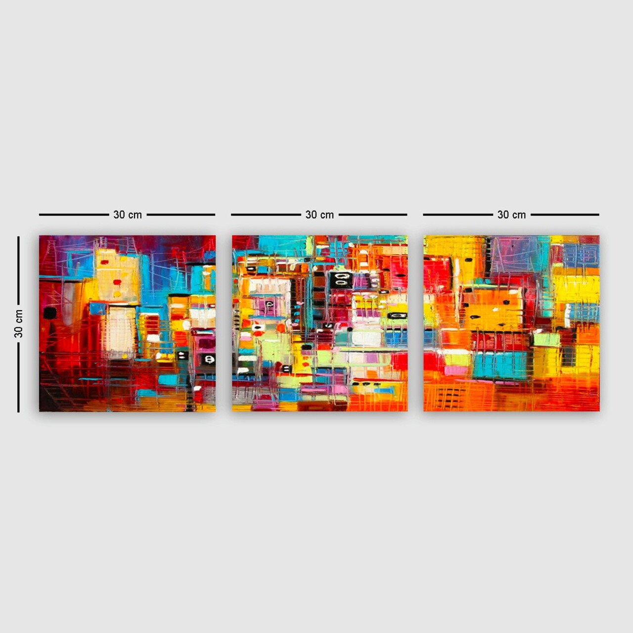 Set 3 tablouri decorative, PDR6, Cadru: 100% LEMN (grosime: 3 cm), Multicolor - view 2