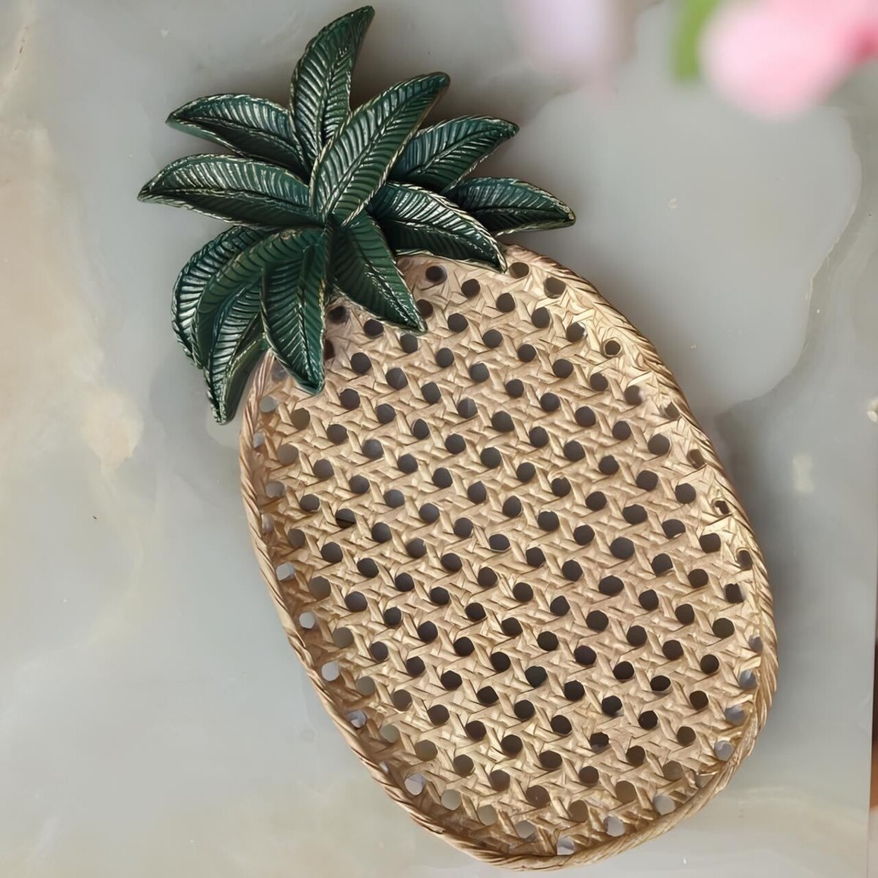 Decoratiune, CY0320, 28x3x15 cm, Poliester, Aur/Verde - view 2