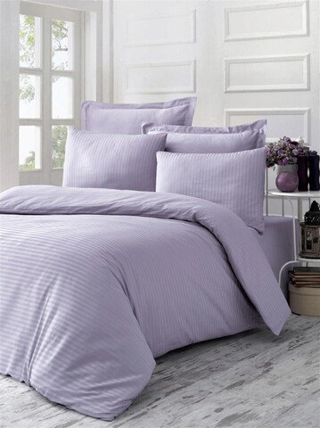 Lenjerie de pat dubla (es), line - lilac, victoria, bumbac satinat