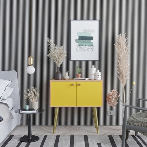 Consola, mod design, jola, 80x80x40 cm, stejar / galben