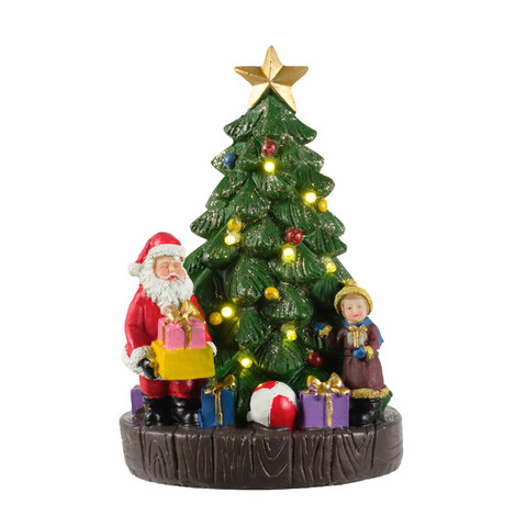 Decoratiune luminoasa girl and santa claus, lumineo, 10x8.5x15.5 cm, polirasina, multicolor