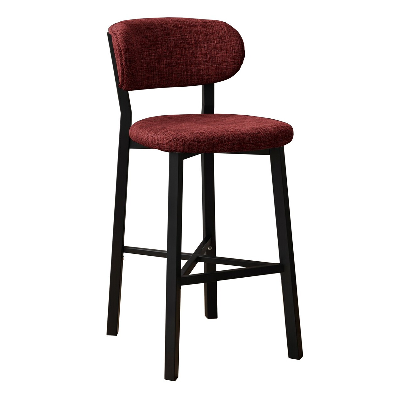 Scaun de bar, Hanah Home, Luna, 42x100x45 cm, Fier/Poliester/In, Bordo — imaginea 7