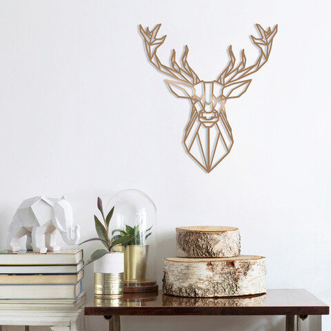 Decoratiune de perete, deer4, metal, dimensiune: 60 x 65 cm, cupru