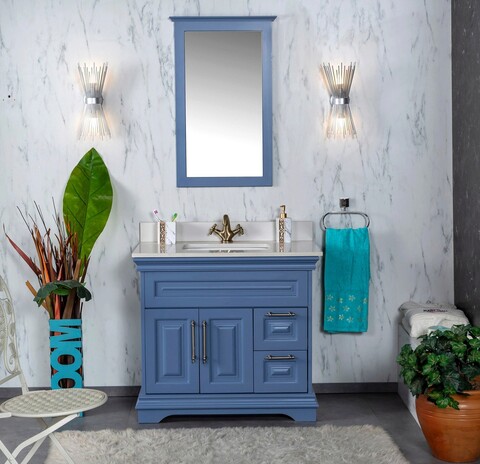 Set mobilier de baie (2 piese), jussara, huron 36, albastru