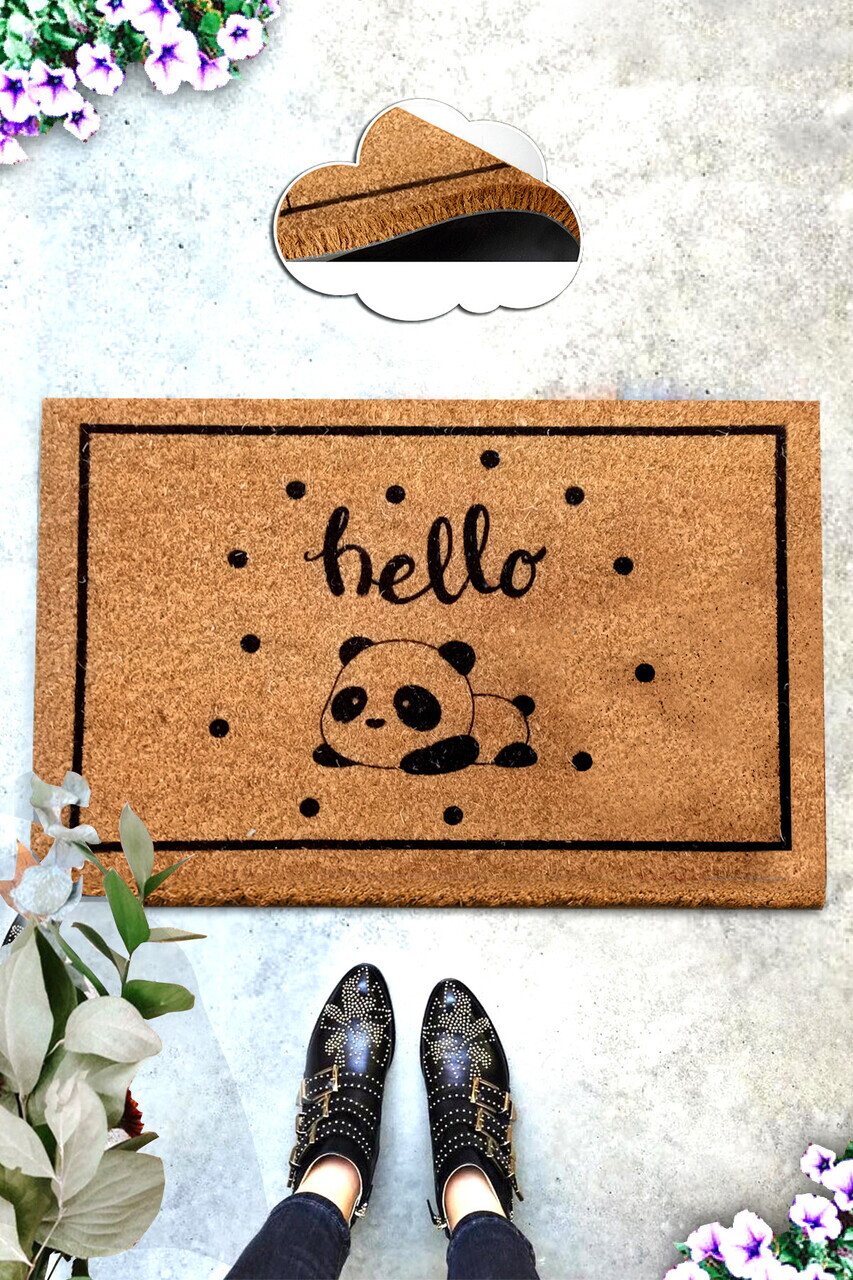 Covoras de intrare, Coco Baby Panda, 40x60 cm, COIR, Multicolor