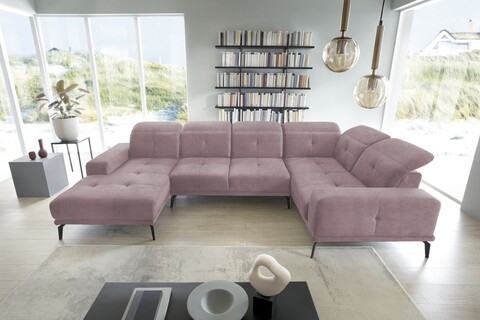 Coltar dreapta 6 locuri ELTAP, RT-24LO, Neviro, 350x201x77 cm, lemn/poliester, roz deschis