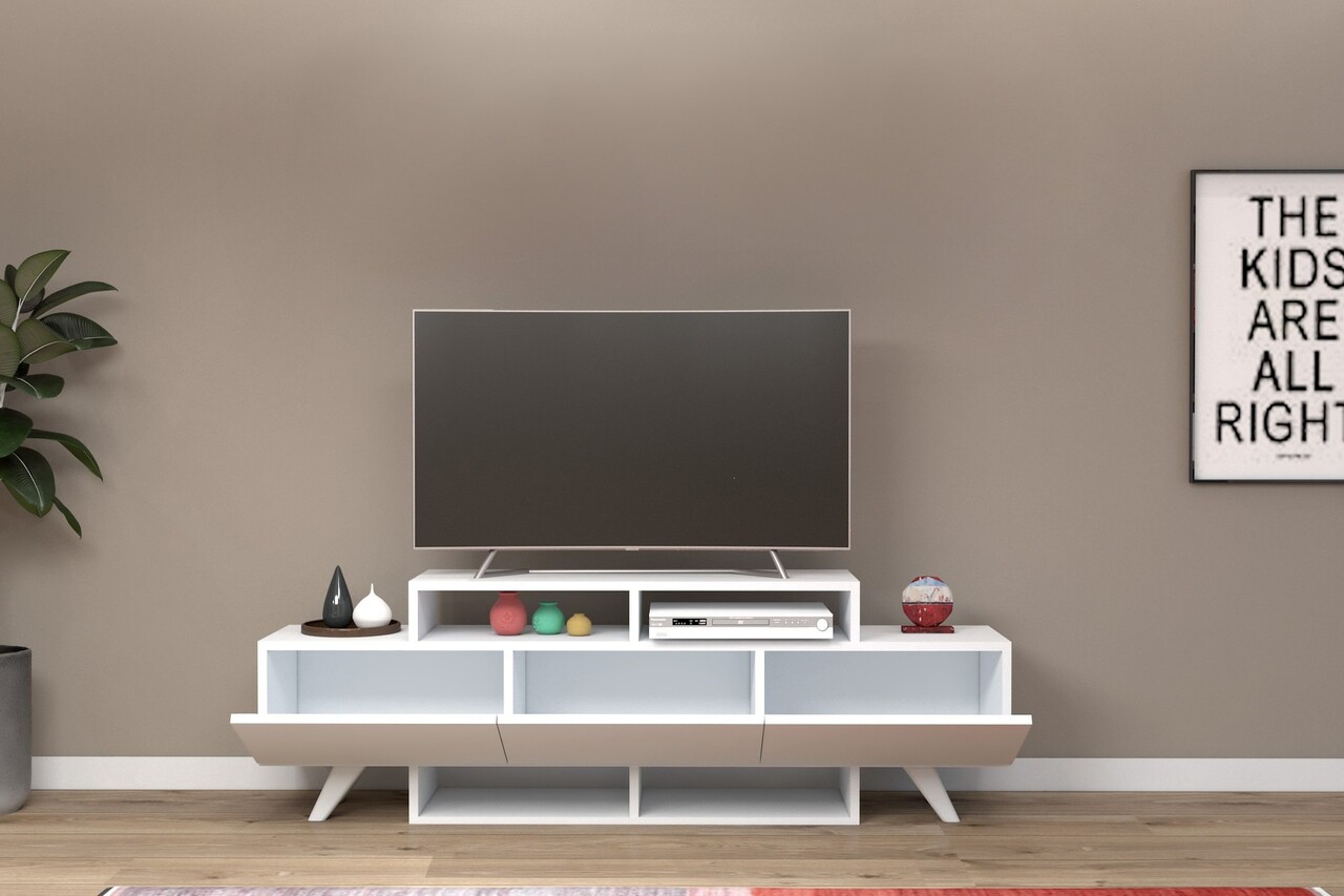 Comoda TV, Coraline, Alwin Alt, 150x49x31.6 cm, PAL, Alb - 1 | YEO