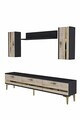 Comoda TV, Hanah Home, Ilay, 180x41x30 cm, Antracit / Travertin / Auriu