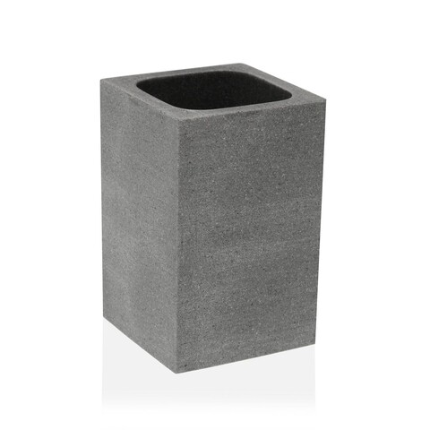 Suport periute si pasta de dinti slate, versa, 7.2 x 7.2 x 11.2 cm, polirasina