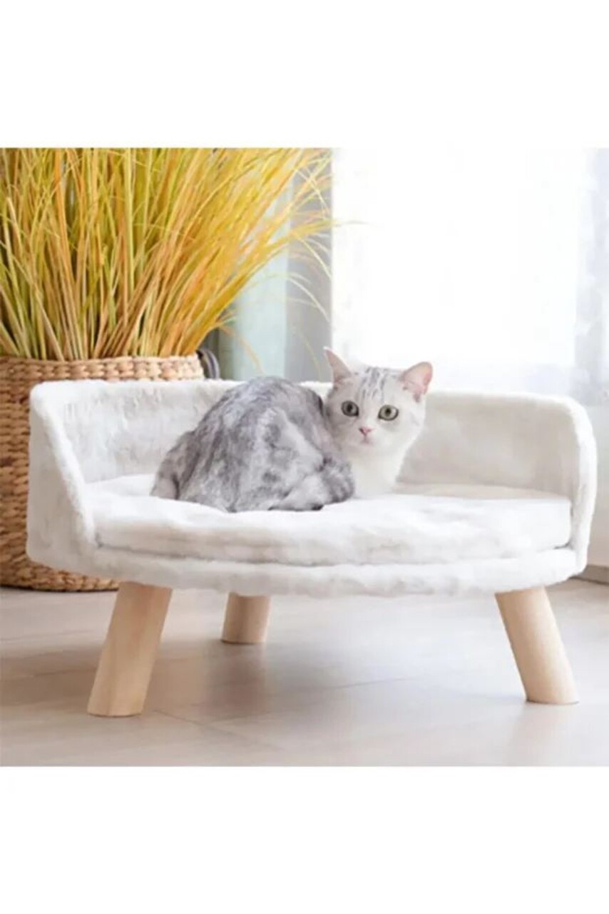 Pat pentru pisici, Paws &amp; Whiskers, Diana, Tesatura Welsoft, Alb - view 2
