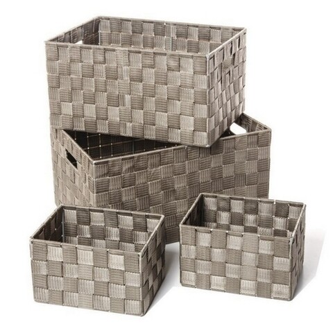 Set 4 cosuri pentru depozitare, 105760, poliester/metal, gri