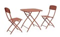 Set mobilier de gradina/terasa 3 piese, masa si scaune pliabile Yvonne, Bizzotto, 70x70x72 cm/44x50x85 cm, otel, invelis e-coating, finisaj mat, teracota