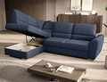 Coltar extensibil stanga 3 locuri ELTAP, LT-40PO, Siber, 270x186x93 cm, lemn/poliester, albastru inchis