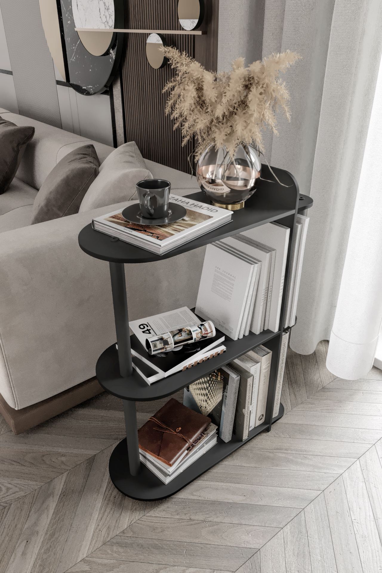 Masuta, Hanah Home, Kaiteki, 24x82x8 cm, MDF , Negru