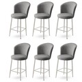 Set scaune de bar 6 piese, Charlotte, Fora, Metal, Gri/Crom